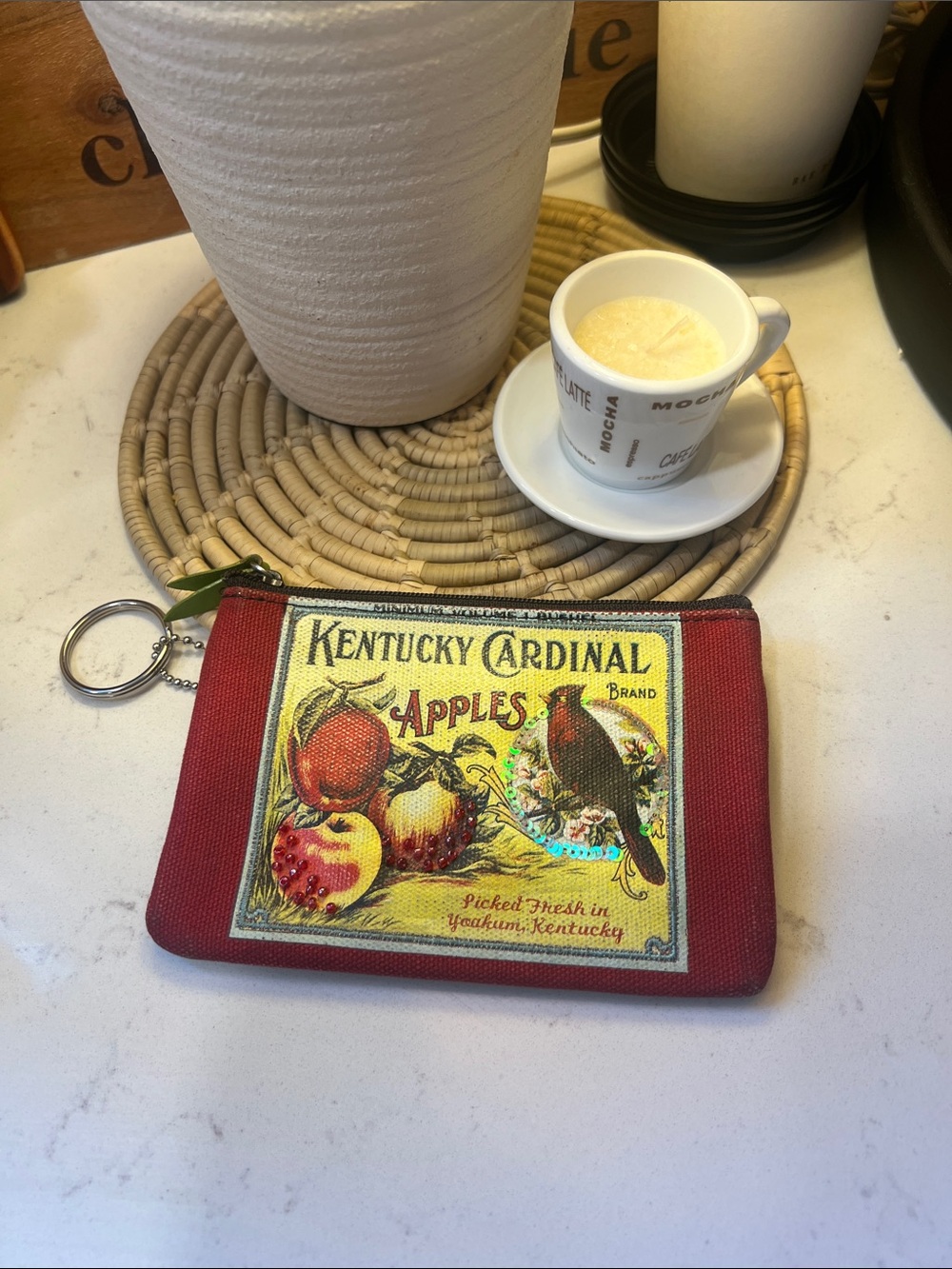 Rolfs Red Kentucky Cardinal Apples Canvas Coin Wallet